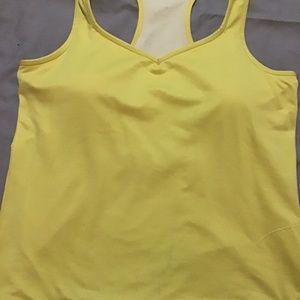 Womens BL Body Yellow Lined Tank Top with Built-In Bra Size (XL)